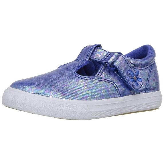 Keds Girls' Daphne T-Strap Sneaker, Blue Iridescent, 11 M US Little Kid