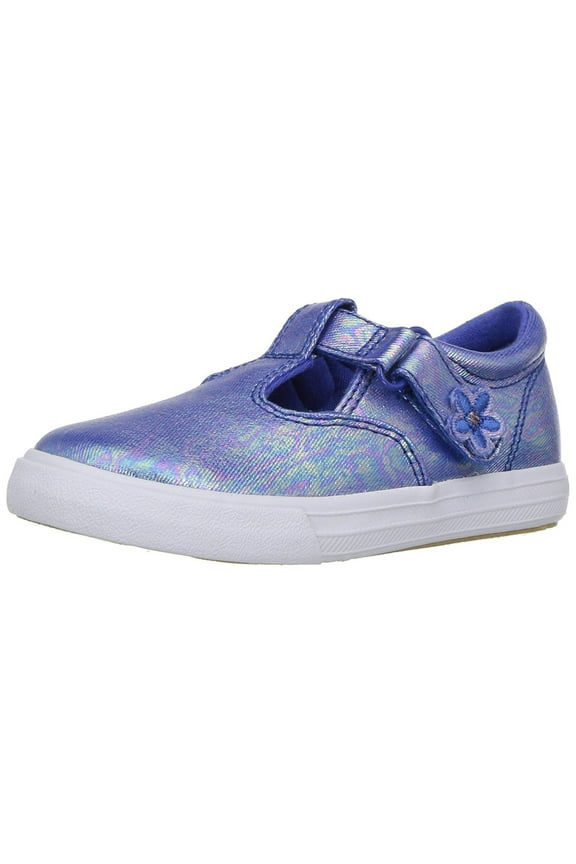 Girls' Daphne T-Strap Sneaker, Blue Iridescent, 4 M US Toddler