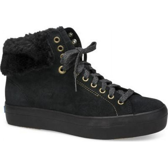 Keds Rise Hi Suede Faux Fur Women 10 Black