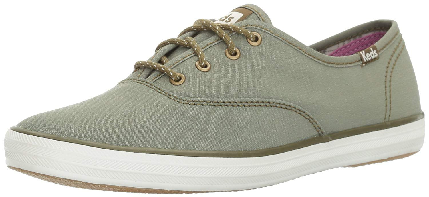 Keds Women s Champion Chambray Nylon Wx Fashion Sneaker Olive 6.5 M US