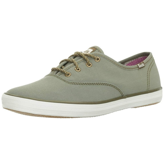 Keds Women's Champion Chambray Nylon Wx Fashion Sneaker, Olive, 9 M US