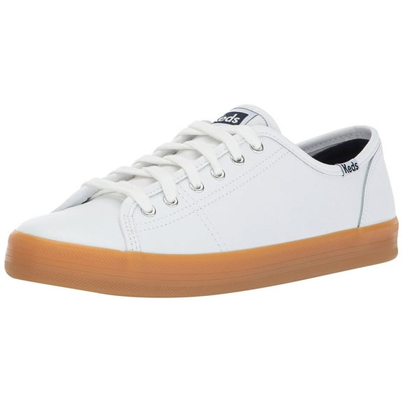 Keds Women's Kickstart Leather Fashion Sneaker,White/Gum,5 M US