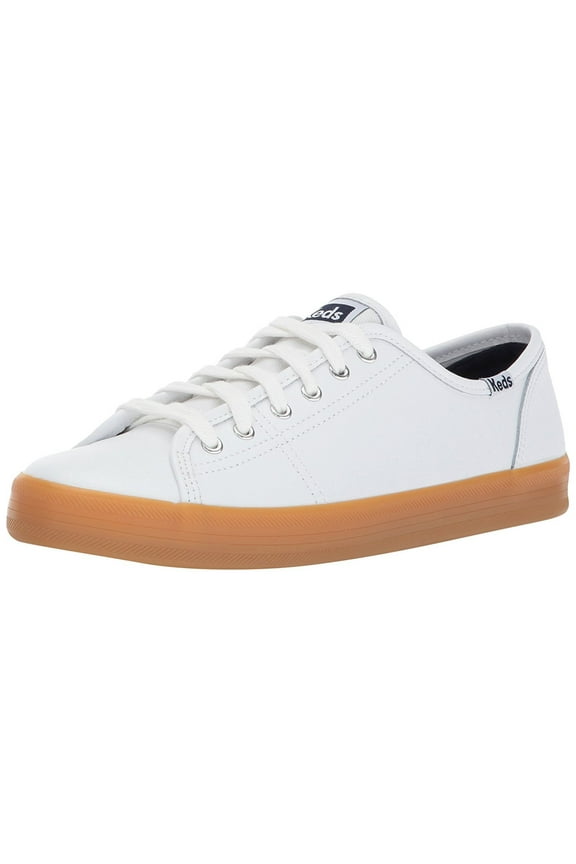 Women's Kickstart Leather Fashion Sneaker,White/Gum,6.5 M US