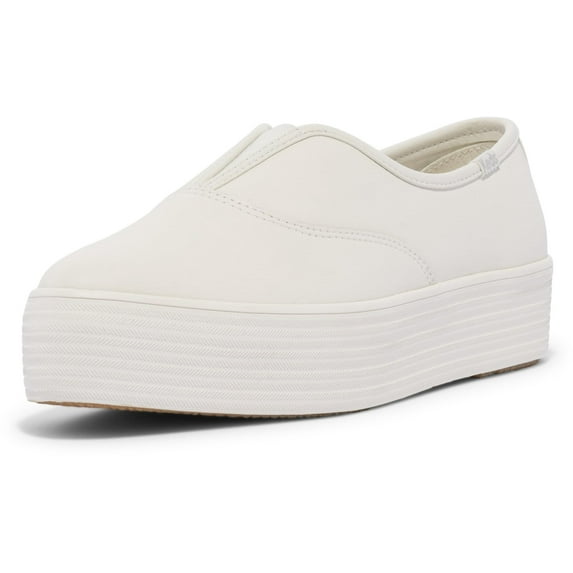 Keds Women's Point Slip On Sneaker, White Leather, 8