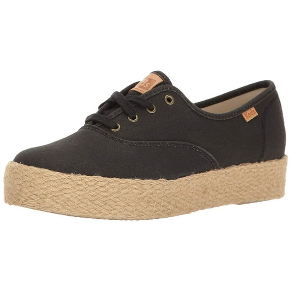 Keds Women's Triple Pigment Canvas Jute Fashion Sneaker, Black, 5 M US