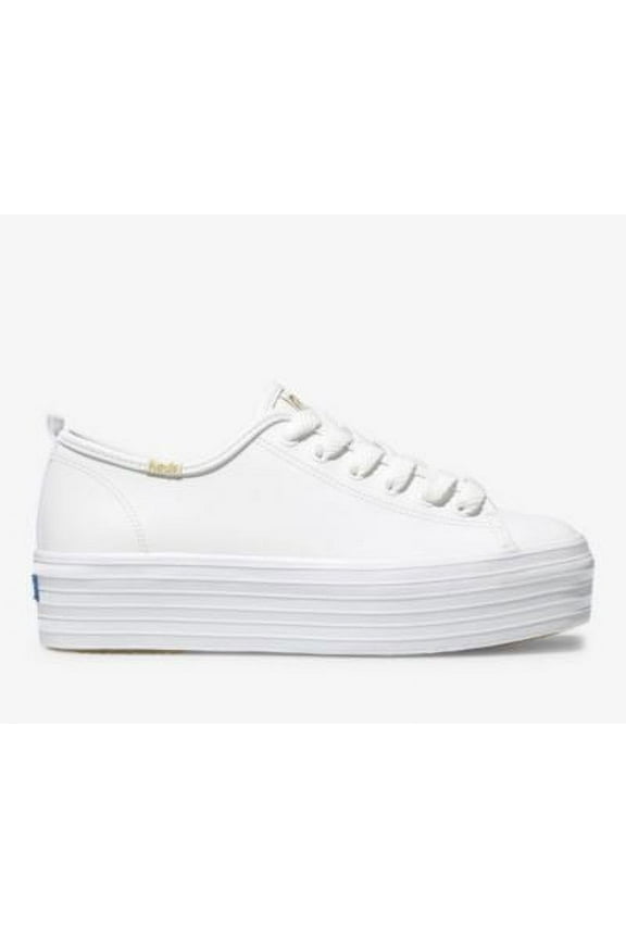 Women's Triple Up Leather Platform Sneaker, Soft Toe White, Size 8 M