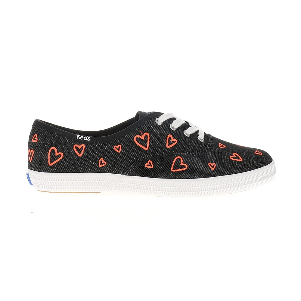 Keds Womens Champion Denim Heart Embroidery Lace Up Athletic