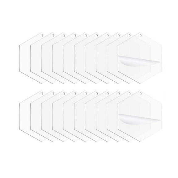Kedshhgu 24 Pcs Christmas Transparent Background Decoration, Your Creativity Blank Transparent Acrylic Hexagonal Christmas Tree Hanging Decoration, Stocking Name Tag, Holiday Tags