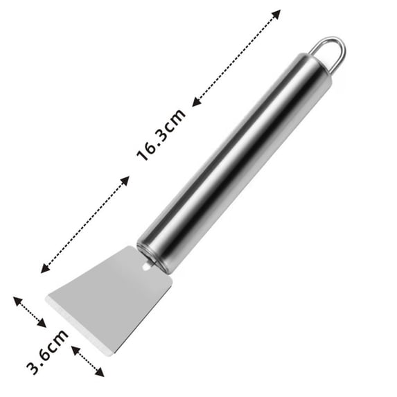 Kedshhgu 2Pcs Stainless Steel Cleaning Scraper, Oven Scraper Tool, Cleaning Refrigerators Tablewares Stoves Induction Cookers None-Scratches Putty Scraper, Straight Version + Bending Version