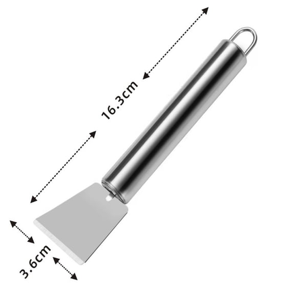 Kedshhgu 2Pcs Stainless Steel Cleaning Scraper, Oven Scraper Tool, Cleaning Refrigerators Tablewares Stoves Induction Cookers None-Scratches Putty Scraper, Straight Version + Bending Version