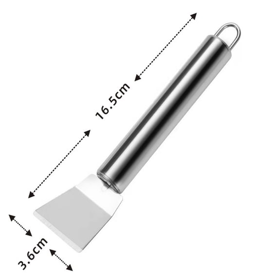 Kedshhgu 2Pcs Stainless Steel Cleaning Scraper, Oven Scraper Tool, Cleaning Refrigerators Tablewares Stoves Induction Cookers None-Scratches Putty Scraper, Straight Version + Bending Version