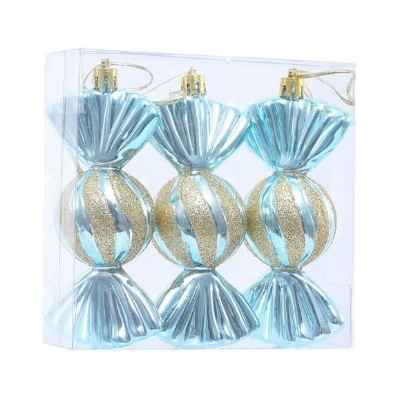 Kedshhgu 3 Pcs Christmas Glitter Hanging Candy Ornaments, Colorful Xmas Candy Tree Decorations, for Christmas Tree Home Party Favor Supplies