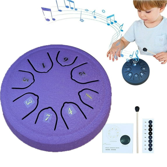 Kedshhgu 4.5 Inch Rain Drum for Outside Garden Steel Tongue Drum, Musical Yoga Education Entertainment Zen Drum Gift with Mallets