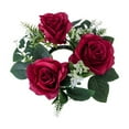 thumbnail image 1 of Kedshhgu Artificial Rose Candle Ring Wedding Candle Rings Wedding Centerpiece Home Table Decor Fake Floral Spring Wreath Arrangements, 1 of 6