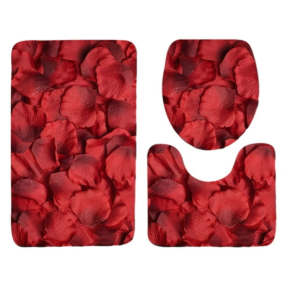 Kedshhgu Bathroom Rug Set Non-Slip Bath Rugs, Valentine's Day Petal Pattern Bath Rug Carpet for Bathroom Floor,Sink and Shower