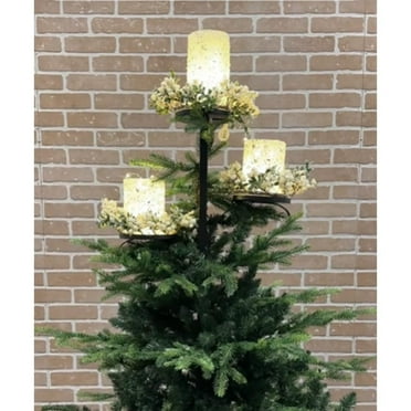 Black Triple Tree Topper - Shelf & Candle Holder For Light Up Christmas