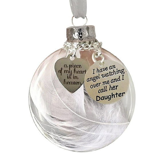 Kedshhgu Christmas Ornaments Angel Feathers Memorial Ornament Sympathy Gifts A Piece of My Heart is in Heaven Christmas Decorations for Loss of Loved One