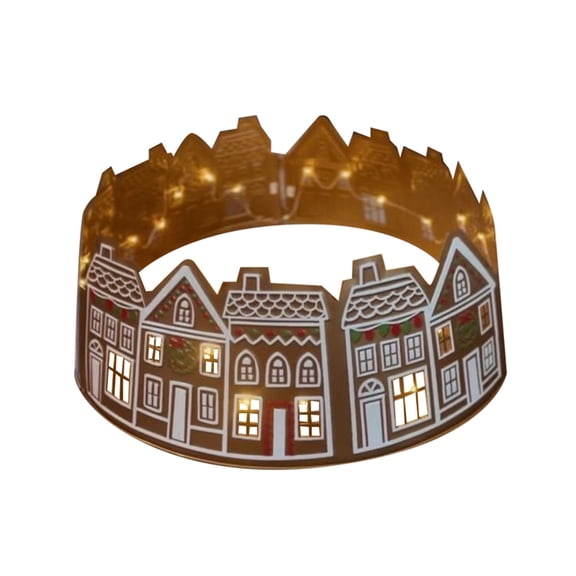 Kedshhgu Christmas Tree Collar, Gingerbread House Christmas Tree Skirt Ring Christmas Tree Stand Base Cover, Holiday Tree Ring Accessory for Home, Living Room