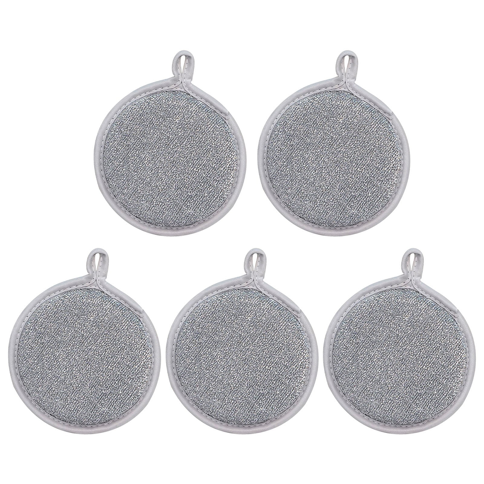 Kedshhgu 5 Pcs Round Sponge Block Double-sided Steel Wire Non Scratch ...