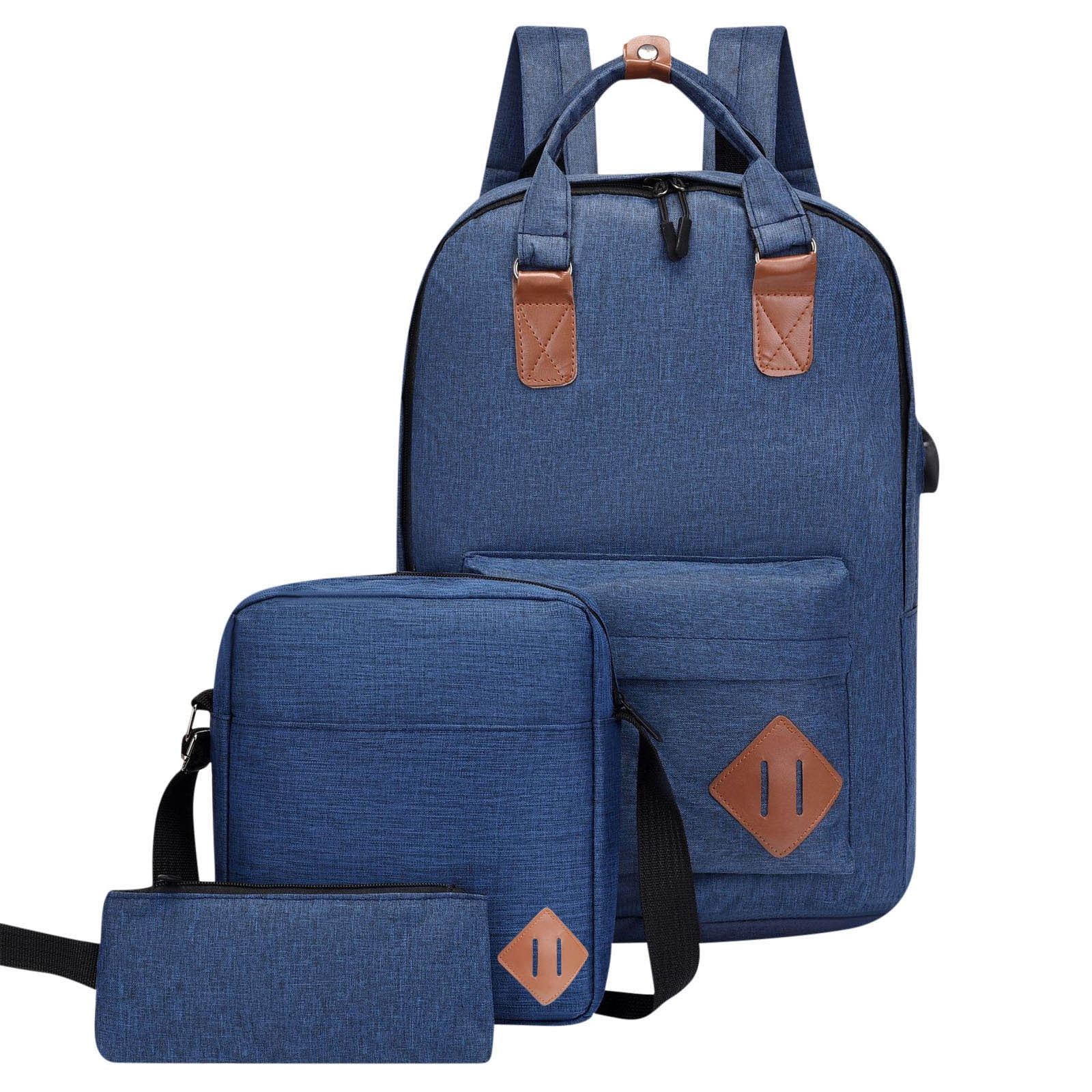 Kedshhgu Clearance Backpack Three Piece Set, Large Capacity USB Student