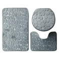 thumbnail image 1 of kedshhgu Clearance Stone Pattern 3 Piece Bathroom Rug Set Bath Rug, Contour Mat, & Lid Cover Non-Slip with Rubber Backing Stone Pattern New, 1 of 5
