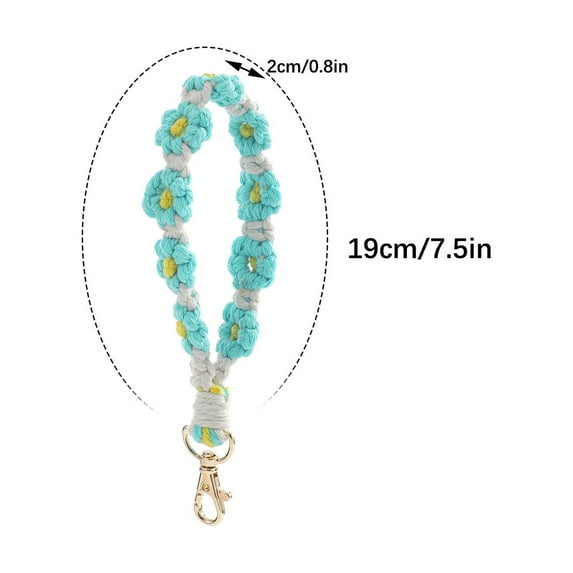 Kedshhgu Bohemian Hand-woven Daisy Flower Keychain Clashing Color Keychain Bracelet Pendant Phone Chain