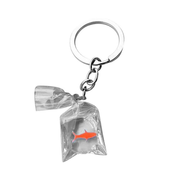 Kedshhgu Clear Resin Fish Cute Resin Fish Key Chain Water Bag Fish Key Ring