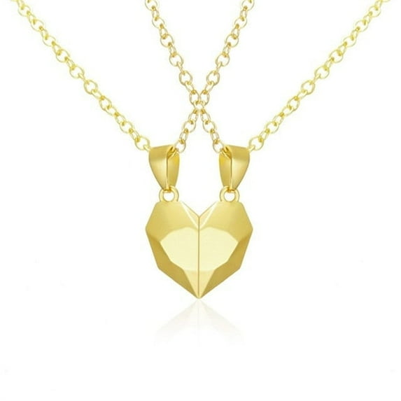 Kedshhgu Couple Necklaces A Pair Of Three-dimensional Love Heart Magnet Splicing Necklace Wishing Stone Magnetic Attraction Girlfriends Friend Collarbone Chain