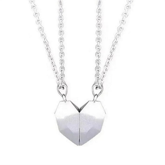 Kedshhgu Couple Necklaces A Pair Of Three-dimensional Love Heart Magnet Splicing Necklace Wishing Stone Magnetic Attraction Girlfriends Friend Collarbone Chain