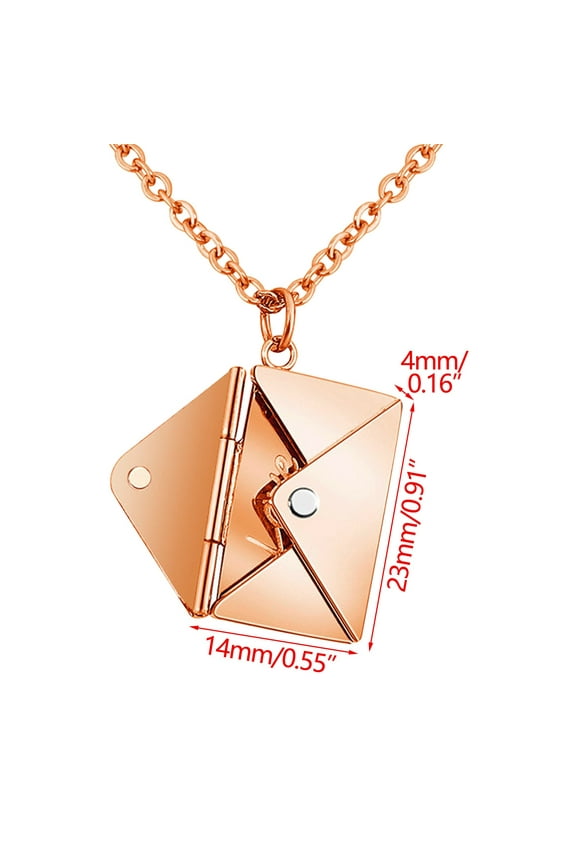 Envelope Love Letter Necklace For Men And Women Stainless Steel Engraved Locket With I Love You Message Jewelry Pendant Couples And Families