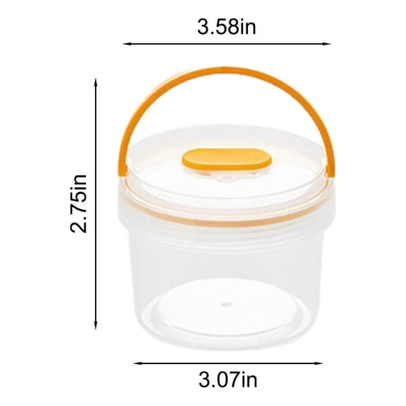 Kedshhgu Portable Snack Fruit Bento Box, Multifunctional Round Refrigerator Sealed Fresh-keeping Box, Transparent Portable Plastic Storage Box, Outdoor Picnic Storage