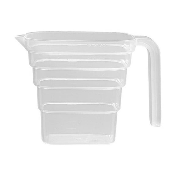 Kedshhgu Food Grade Transparent Graduated Baking Plastic Measuring Cup with Handle Thickened Plastic V-shaped Spout Eggs Pot Milliliter Cup Ladder Shaped Measuring Cup