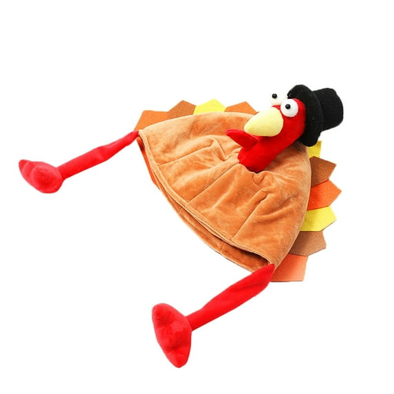 Kedshhgu Plush Turkey Thanksgiving Hat with Head, Legs and Tail Turkey Hat Funny Hat for Thanksgiving Party Supplies