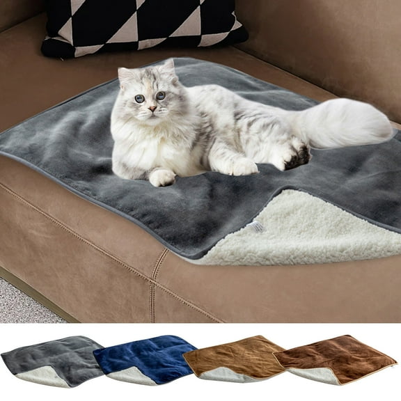 Kedshhgu Self Warming Cat Bed Pet Mat Washable Thermal Pad for Cold Weather, Fluffy Fleece Dog Throw Blankets for Outdoor and Indoor Small Cat Puppy Pets (29.53" × 39.37")
