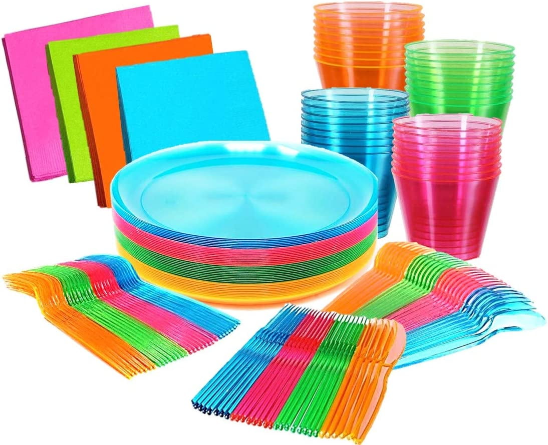 Glow Party Value Party Supplies Pack (58+ Pieces for 16 Guests), Value Party Kit, Glow Party Plates, Glow Birthday, Napkins, Forks, Tableware