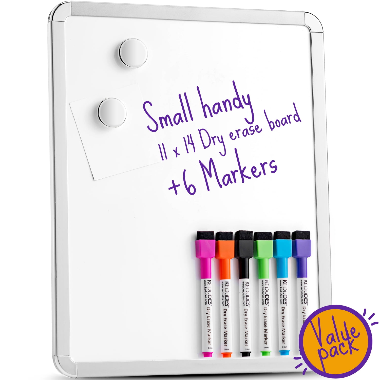 Magnetic Small White Board Dry Erase 11''x14'' - Mini Dry Erase Board  Magnetic with 6 Markers, Personal Whiteboard Magnetic for Refrigerator  Wall