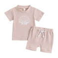 thumbnail image 1 of Kedxroy Baby Boy Clothes Toddler Boy Summer Outfits Short Sleeve Print Graphic Top T-shirt & Pocket Pant Set 2 Piece(Pink,2-3 Years), 1 of 8