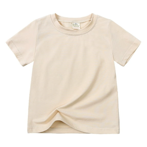 Kedxroy Boys Girls T-Shirts Cotton Cute Solid Color Tees for Kids(Beige,2-3 Years)