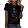 thumbnail image 1 of Kedxroy Christmas Shirt Women Christmas Print T Shirt Vintage Graphic Short Sleeve Tops Tees(Black,S), 1 of 6