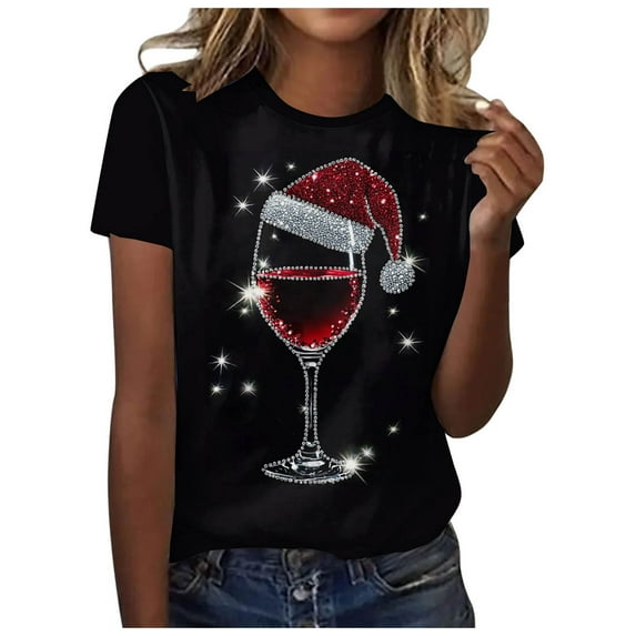 Kedxroy Christmas Shirts for Women Christmas Shirt Xmas Bow Graphic Holiday T-Shirt Tops(,XXL)