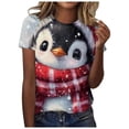 thumbnail image 1 of Kedxroy Christmas Shirts for Women Plaid Christmas Trees Shirt Xmas Holiday Tee Tops(Wine,M), 1 of 6