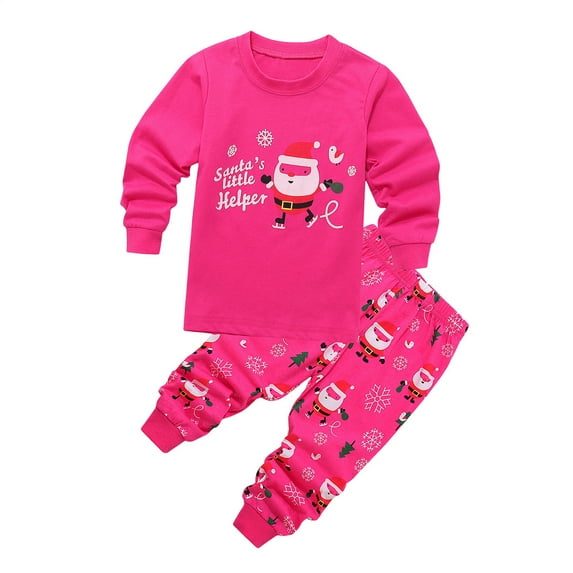 Kedxroy Girls Boys Christmas Pajamas Toddler Boy Kids Holiday Pajamas Set Santa PJS Winter Sleepwear Children Clothes(Hot Pink,3-4 Years)