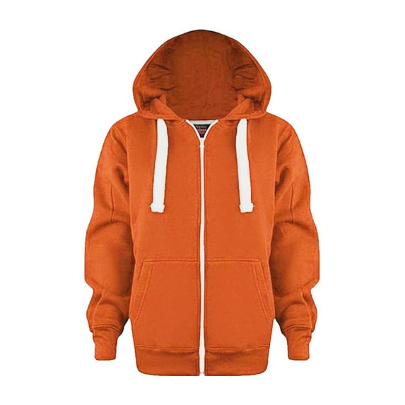 Kedxroy Girls Boys Hoodie Sweatshirt Solid Full Zip Jacket Casual Classic Tops Orange,11-12 Years