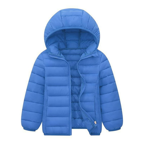 Kedxroy Little Girls Boys Puffer Jacket Hooded Lightweight Water-Resistant Toddler Kids Winter Outwear Coat(Blue,5-6 Years)