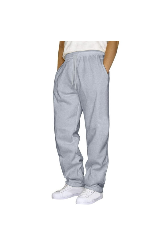 Men's Cotton Sweatpants Open Bottom Lounge Pants Lightweight Casual Jogger Pants with Pockets Dark Gray,3XL