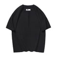 thumbnail image 1 of Kedxroy T-Shirt for Boys Short Sleeve Plain Cotton Classic Summer Casual Stripe(Black,8-9), 1 of 3