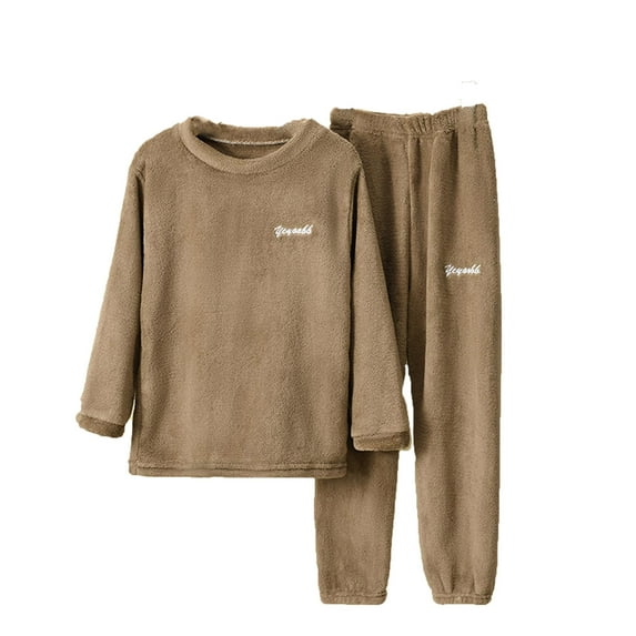 Kedxroy Toddler Boys Girls Fleece Pajama Set Winter Warm Plush Tops+Pants Outfits Sleepwear Soft Comfy 2 Piece Loungewear Child PJS(Coffee,3-4 Years)