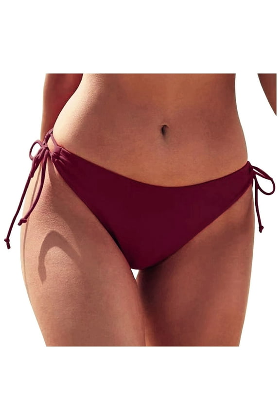 Women Bikini Bottoms Side Tie Adjustable Bathing Suit Swimsuit Full Coverage Swim Bottom-,L