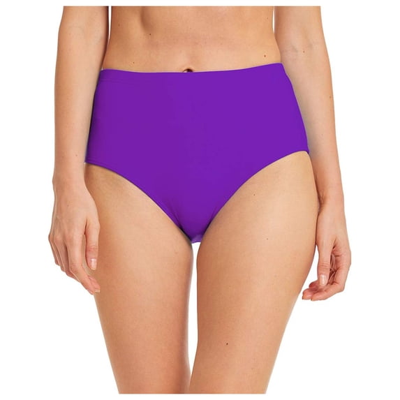 Kedxroy Women High Waisted Bathing Suit Bottoms Tummy Control Bikini Bottom Swimsuit Swim Bottom-Purple,M