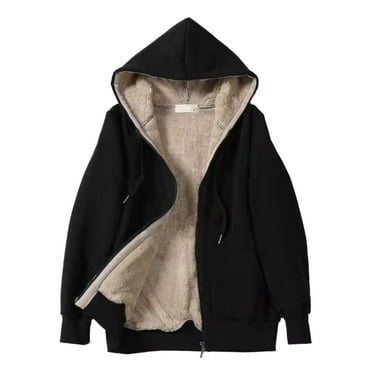 Kedxroy Women Winter Hoodies Zip Up Fleece Sherpa Lined Warm Sweatshirts Jacket(Black,4XL)